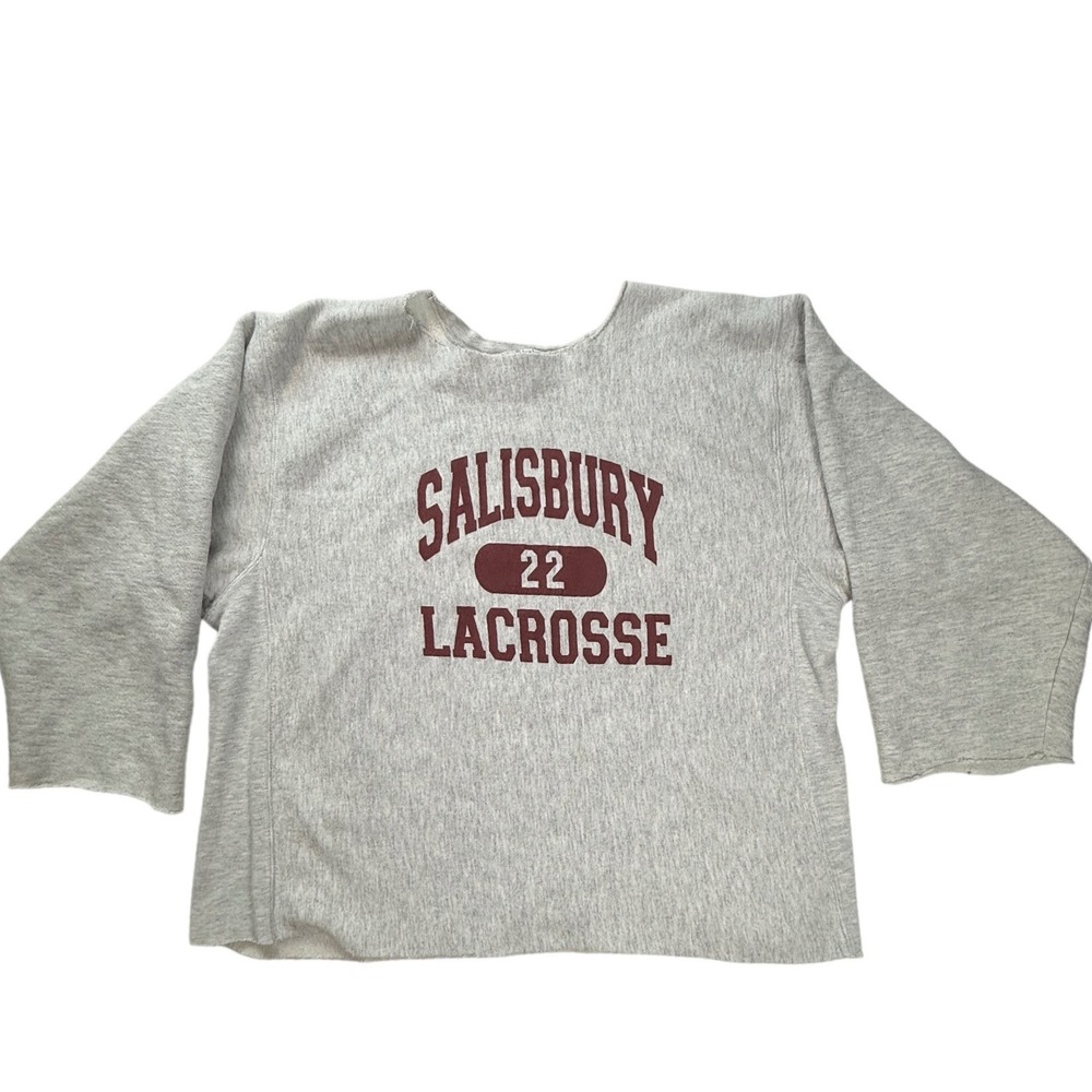 Rugged Sweat Salisbury Lacrosse Gray Cropped Sweatshirt CutOff Raw Edge USA Made